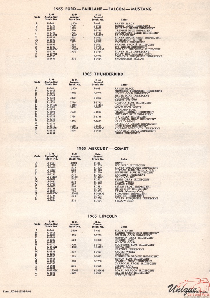 1965 Ford Paint Charts Rinshed-Mason 3